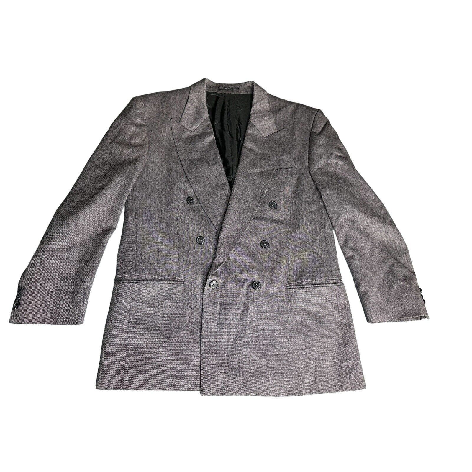 Yves Saint Laurent 100% Wool Double-Breasted Sport Coat Blazer Gray 42